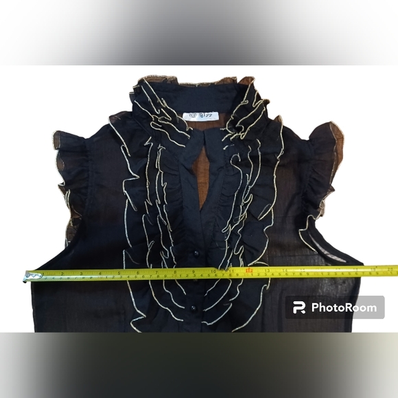 Black chiffon ruffled top size-L - Picture 5 of 8